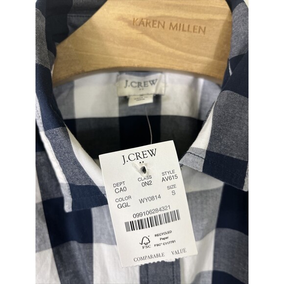 COPY - J. Crew Small Sleeveless Poplin Gingham Shirt Signature Fit AV615 NWT - Picture 2 of 6